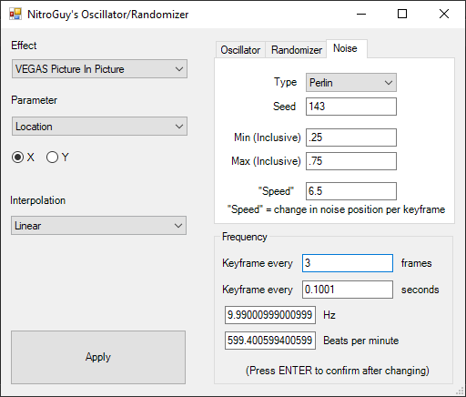 The GUI of my plugin VEGAS_Oscillator_Randomizer